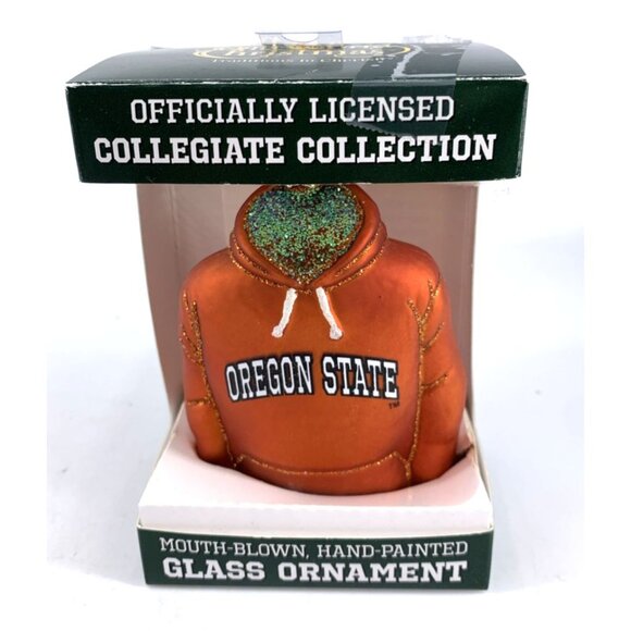 Old World Glass Christmas Ornament Oregon State University OSU Orange Hoodie - Picture 1 of 7